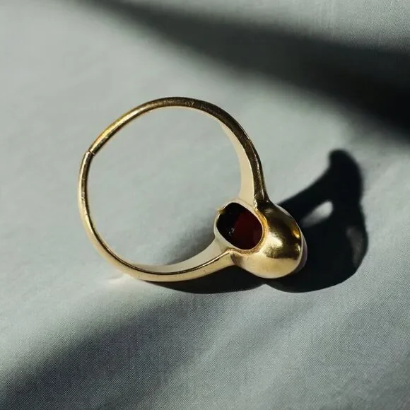 Antique 10k Gold Cabochon Carnelian Ring Size 4.5 Georgian Vintage Ring 2.8g - Picture 12 of 16